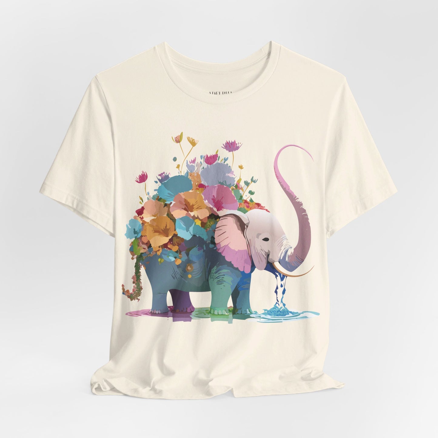 Natural Cotton Tee Shirt with Elephant