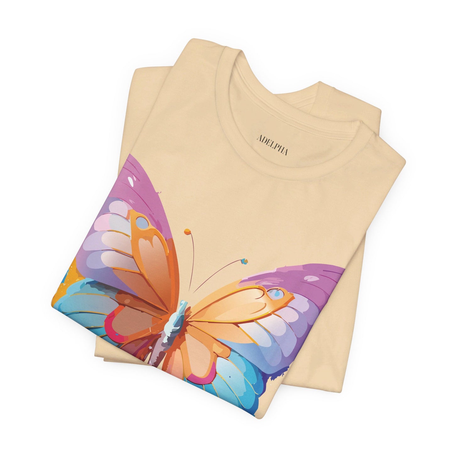 Natural Cotton Tee Shirt with Butterfly