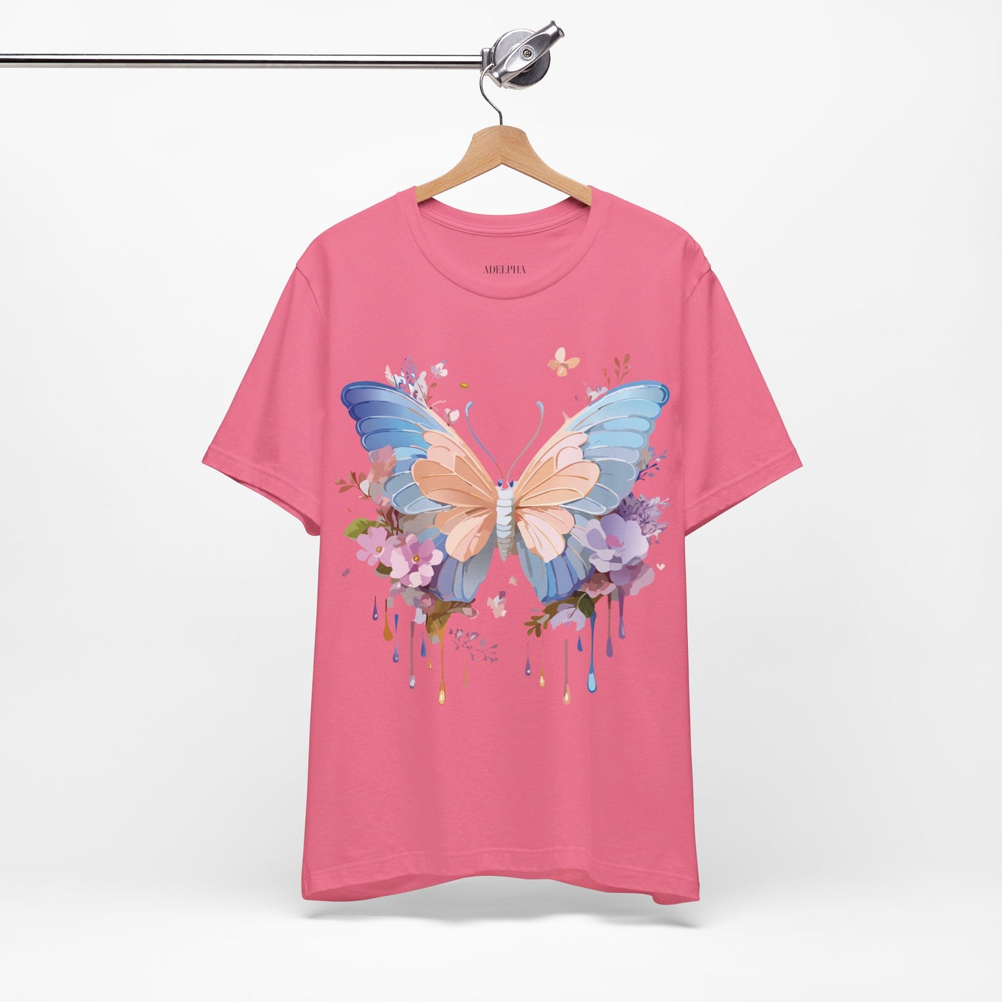 Natural Cotton Tee Shirt with Butterfly