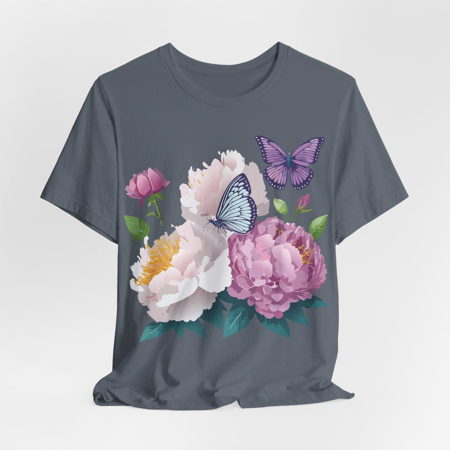 Natural Cotton Tee Shirt with Flowers