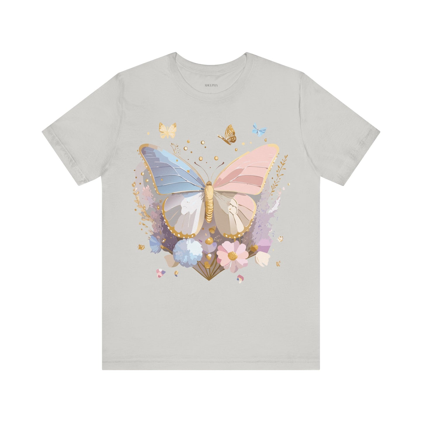 Natural Cotton Tee Shirt with Butterfly