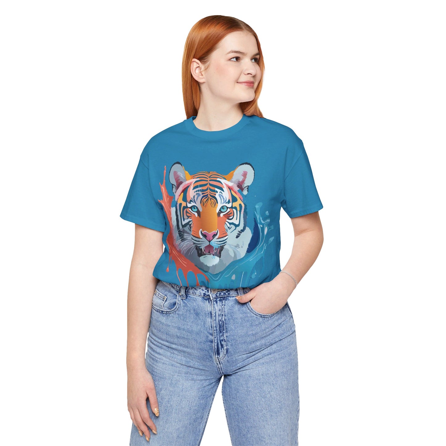 Natural Cotton Tee Shirt with Tiger