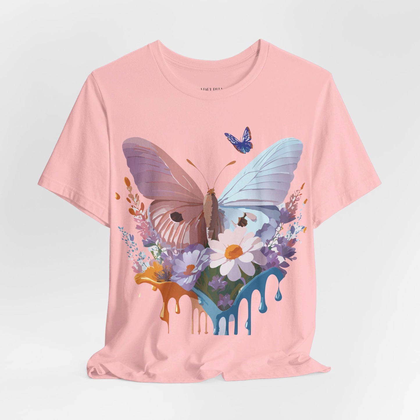 Natural Cotton Tee Shirt with Butterfly