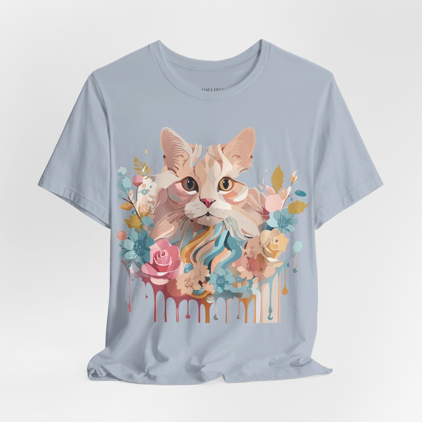 Natural Cotton Tee Shirt with Cat