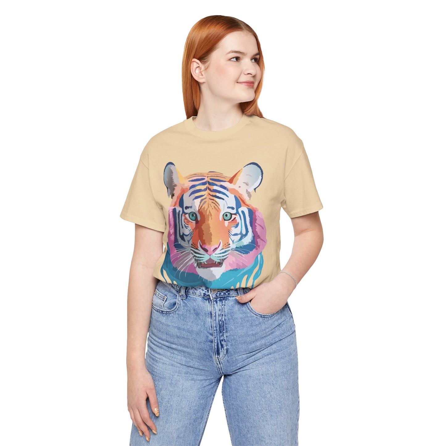 Natural Cotton Tee Shirt with Tiger