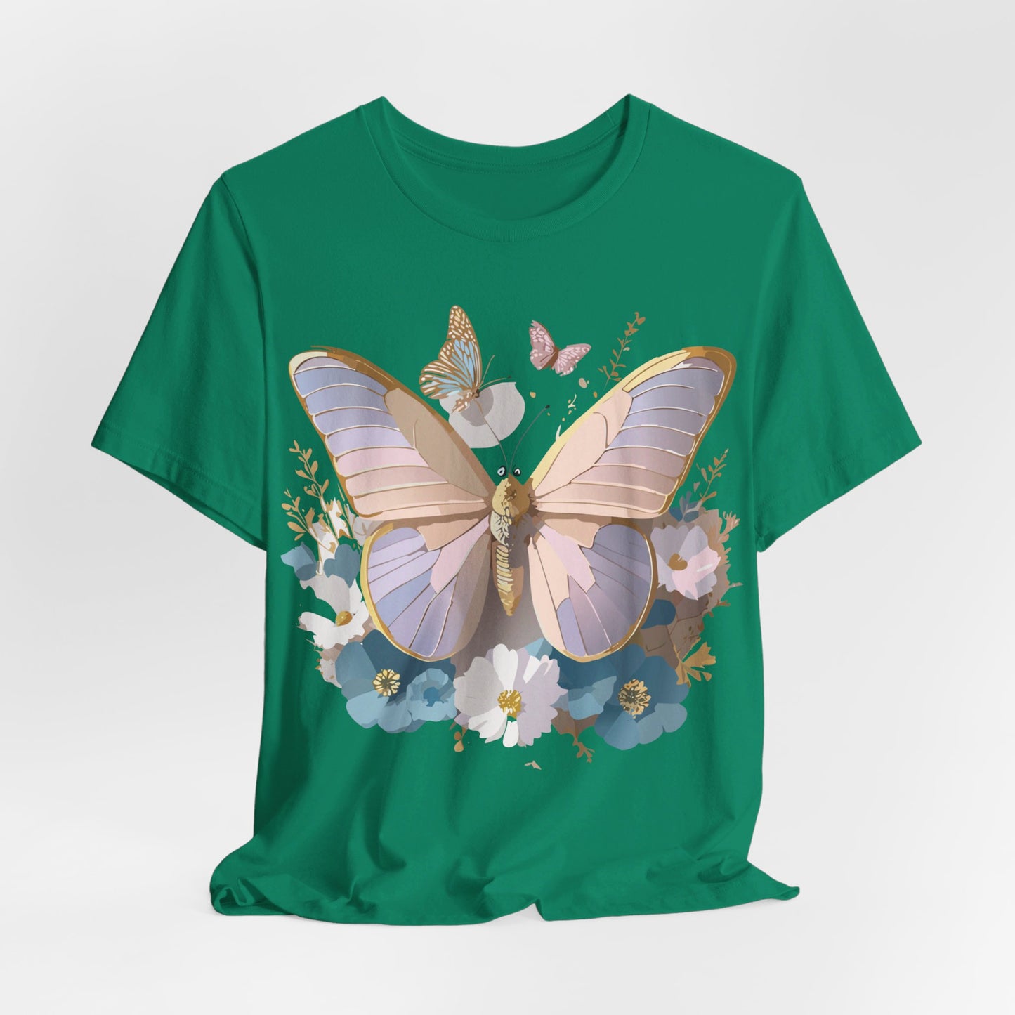 Natural Cotton Tee Shirt with Butterfly