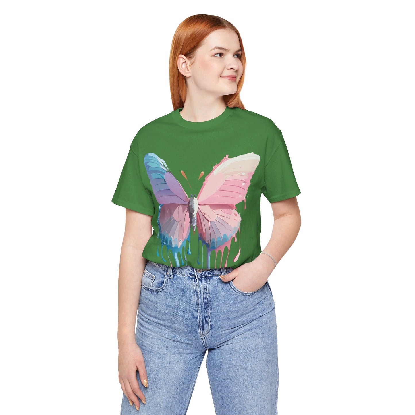 Natural Cotton Tee Shirt with Butterfly