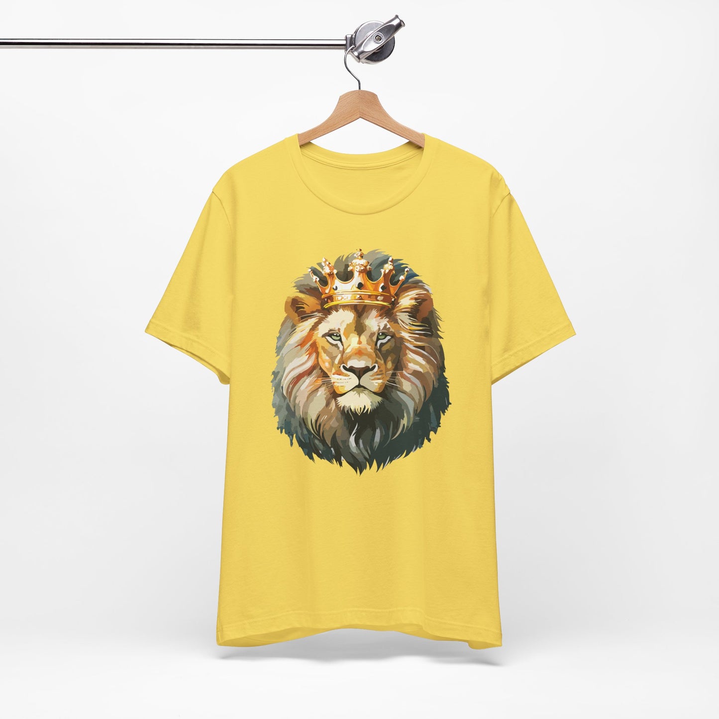 Lion with Crown Tee Unisex Cotton T-Shirt Regal King Lion Illustration, Wildlife Graphic Shirt - 1
