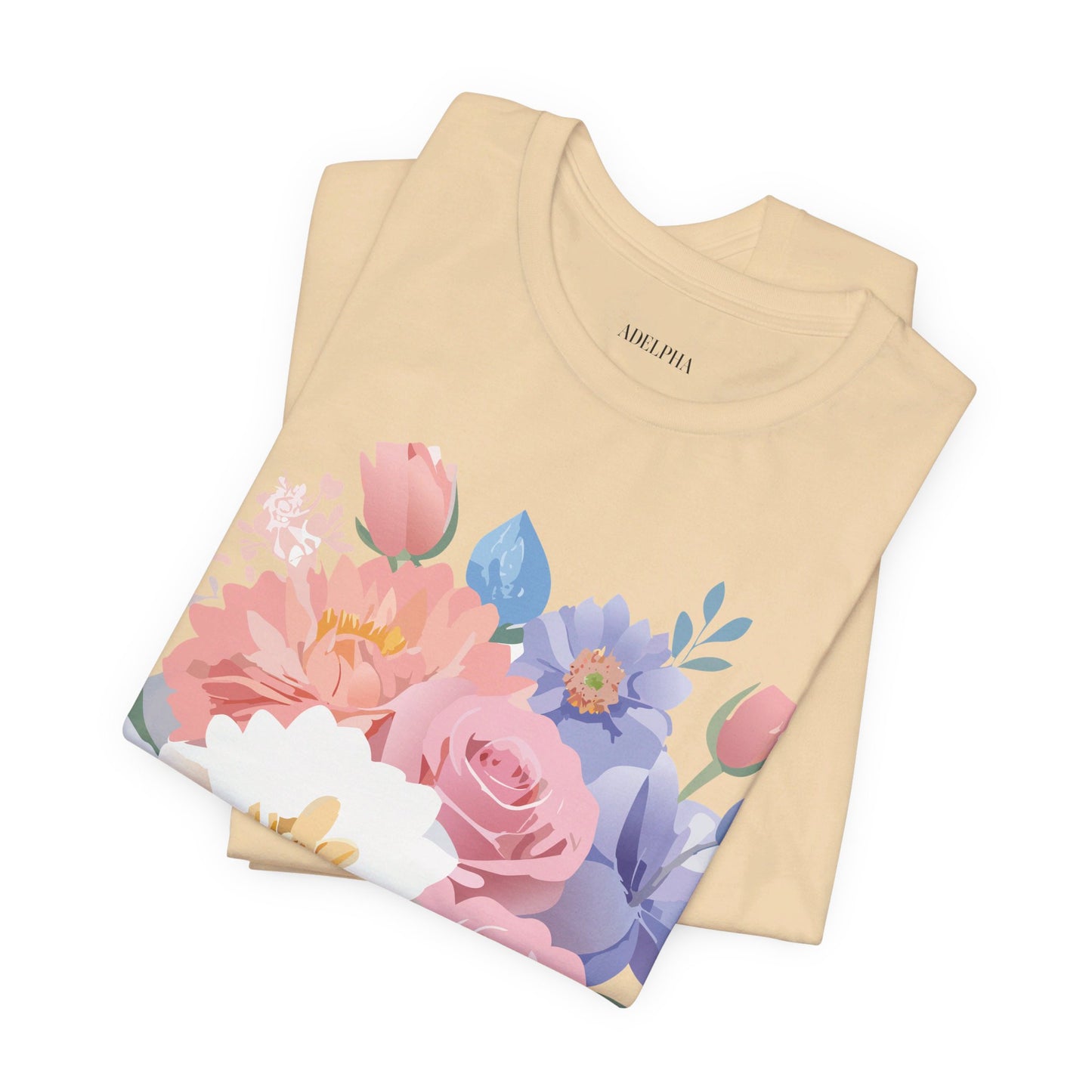 T-shirt en coton naturel avec fleurs