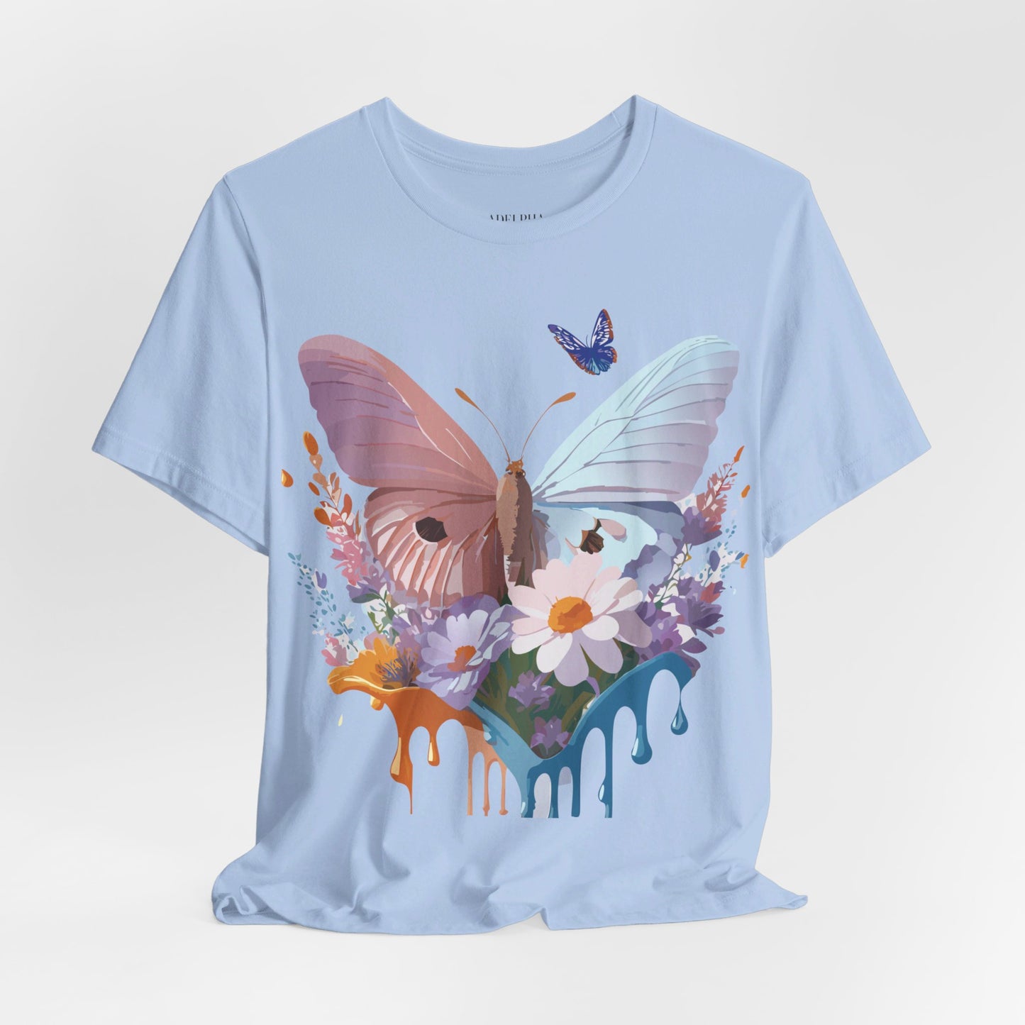 Natural Cotton Tee Shirt with Butterfly