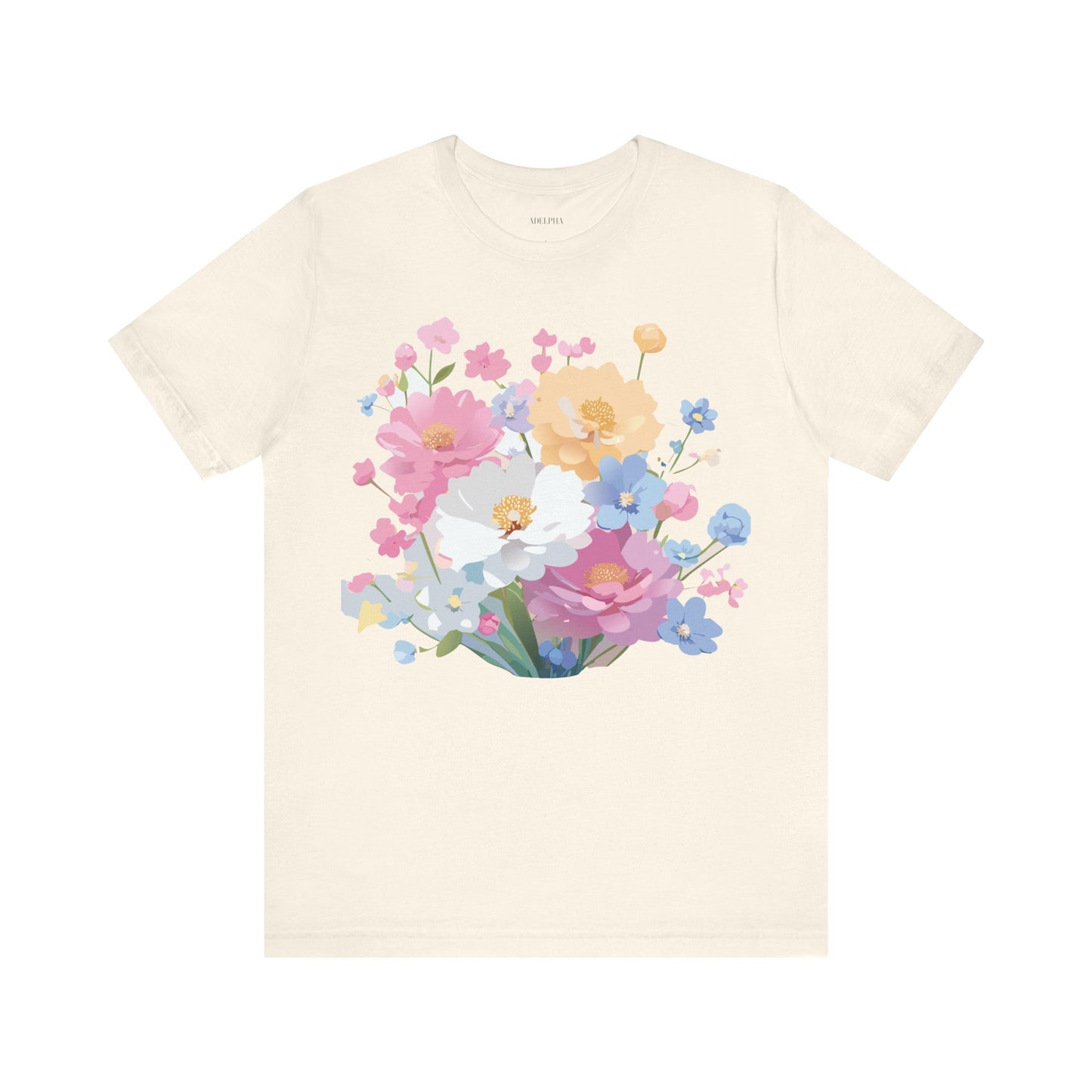 T-shirt en coton naturel avec fleurs