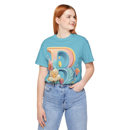 Natural Cotton Tee Shirt - Letters Collection - B Printify