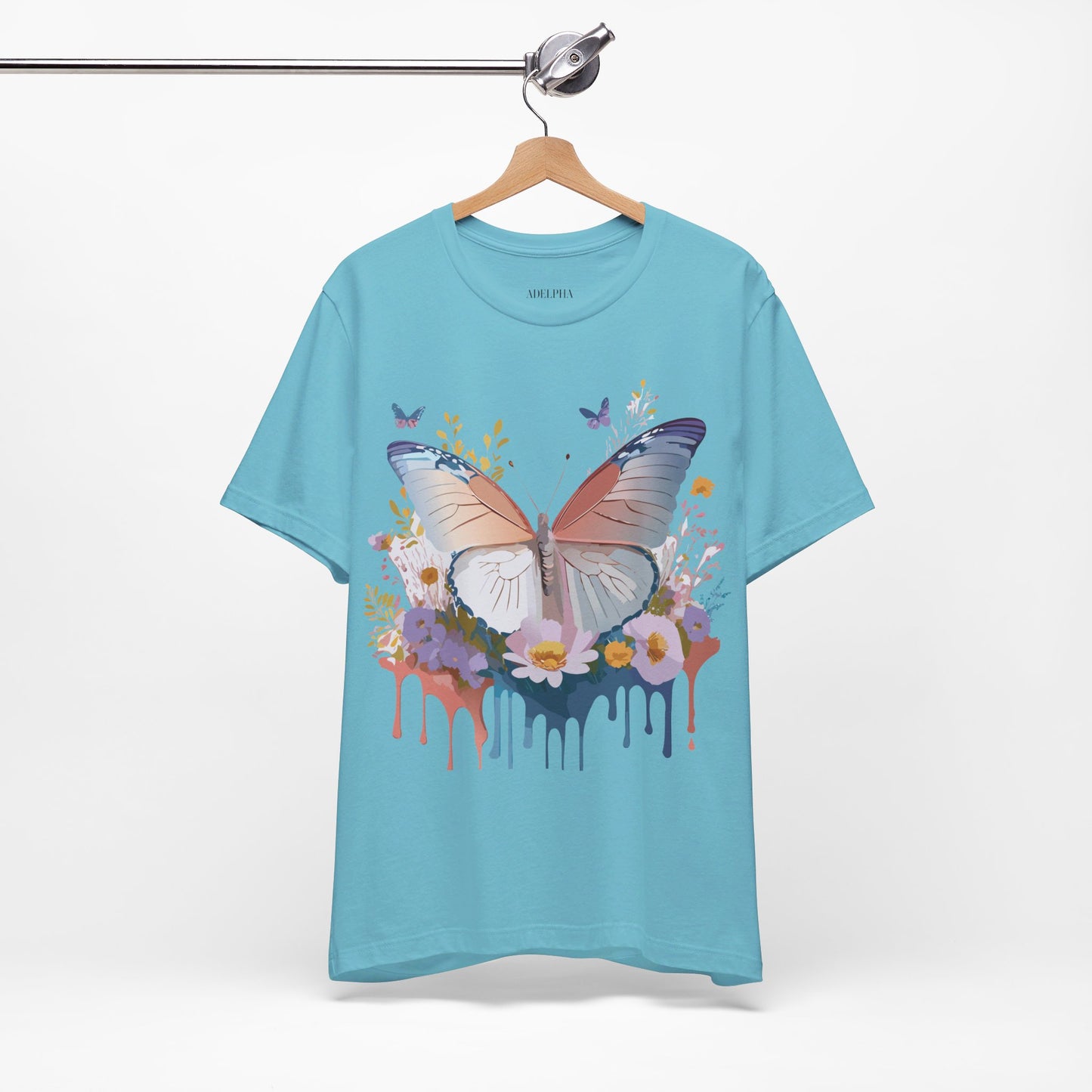 Natural Cotton Tee Shirt with Butterfly