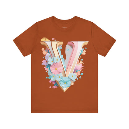 Natural Cotton Tee Shirt - Letters Collection - V Printify