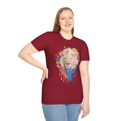Unisex Lion Shirt Floral Lion Tee Softstyle Gildan 64000 100 Percent Cotton