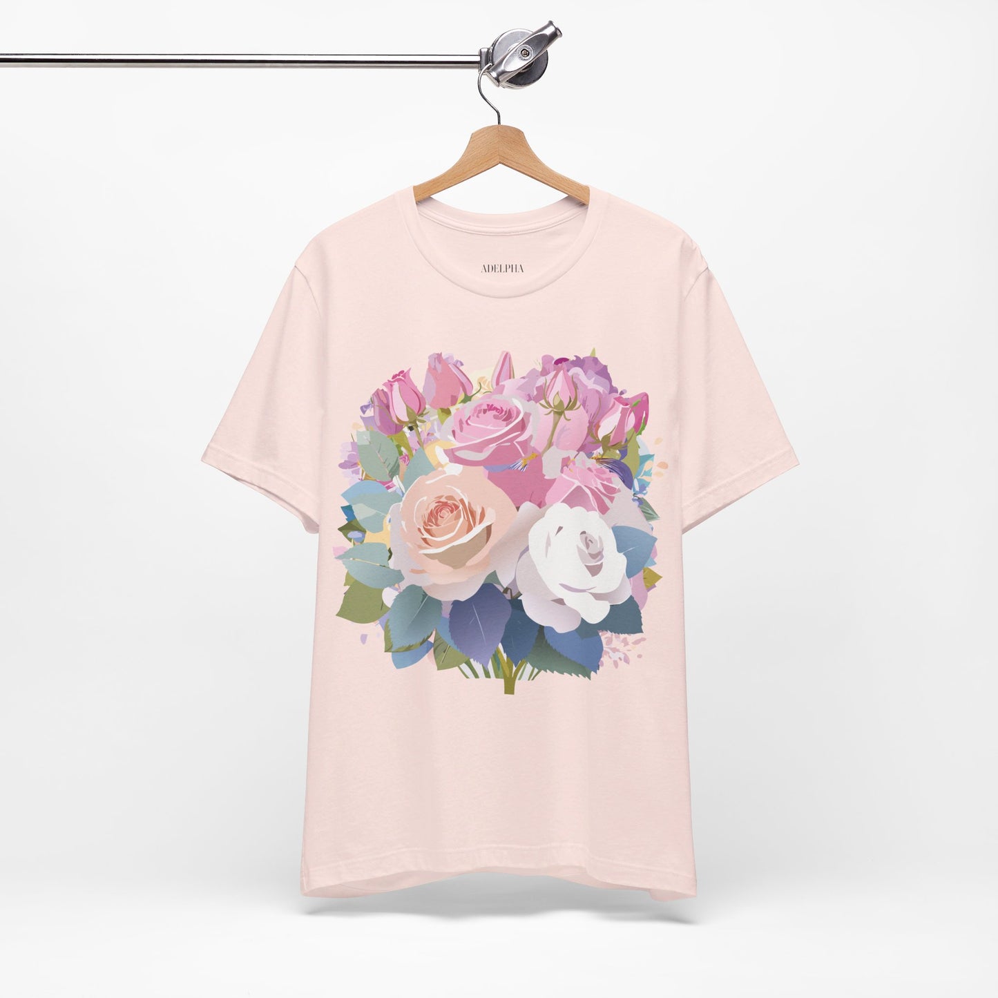 Natural Cotton Tee Shirt with Flowers