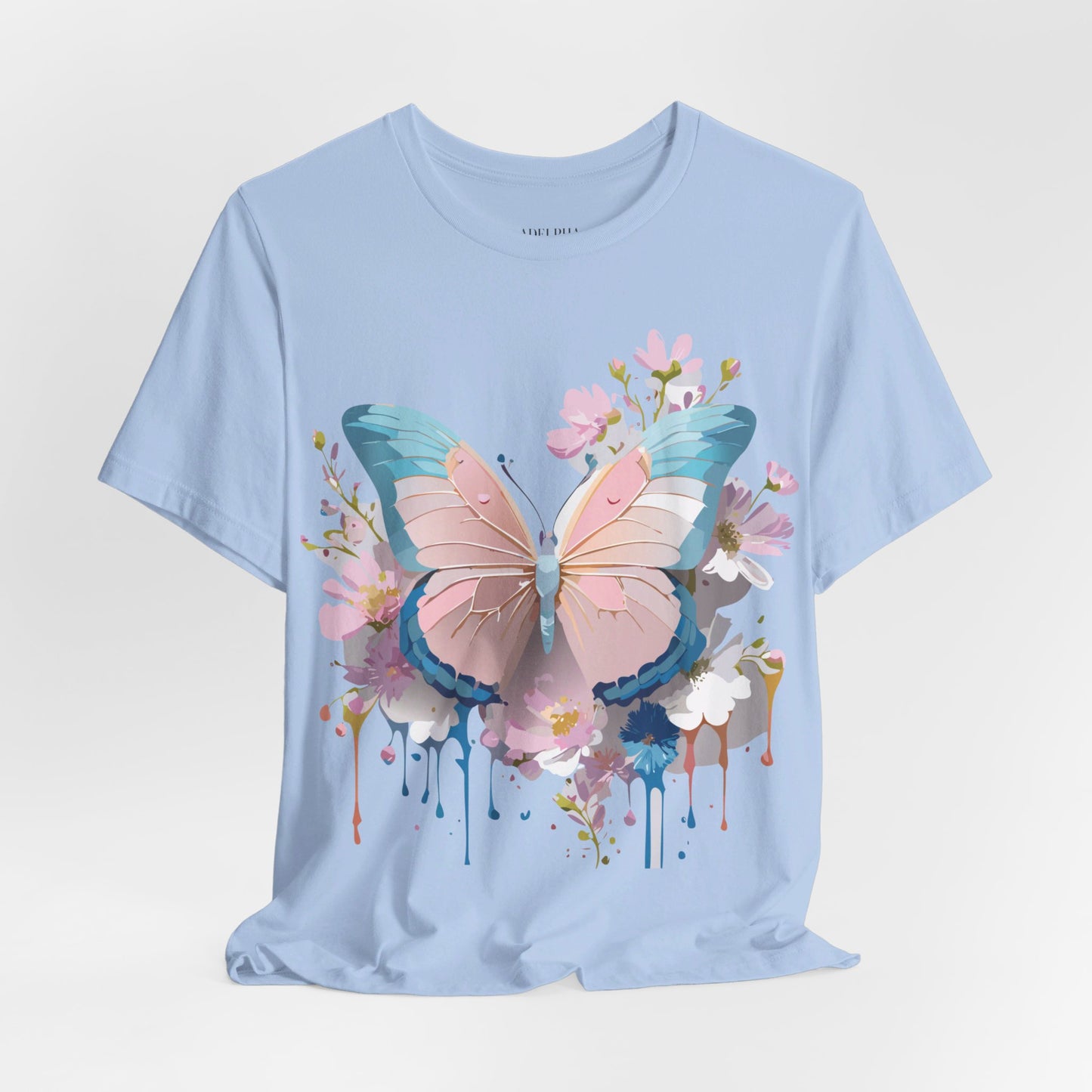 Natural Cotton Tee Shirt with Butterfly