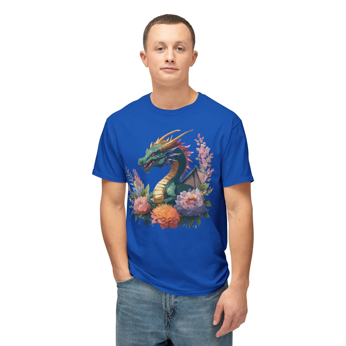 Dragon T-Shirt, Vintage Dragon Tee, Floral Tees, Dragon Art Design Shirt, Tee Shirt with Dragon 7