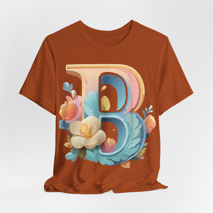 Natural Cotton Tee Shirt - Letters Collection - B Printify