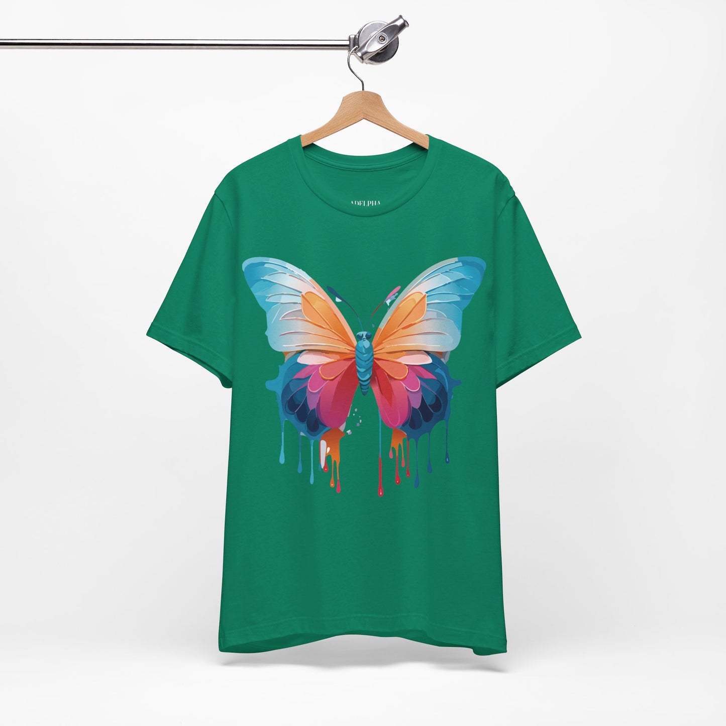 Natural Cotton Tee Shirt with Butterfly