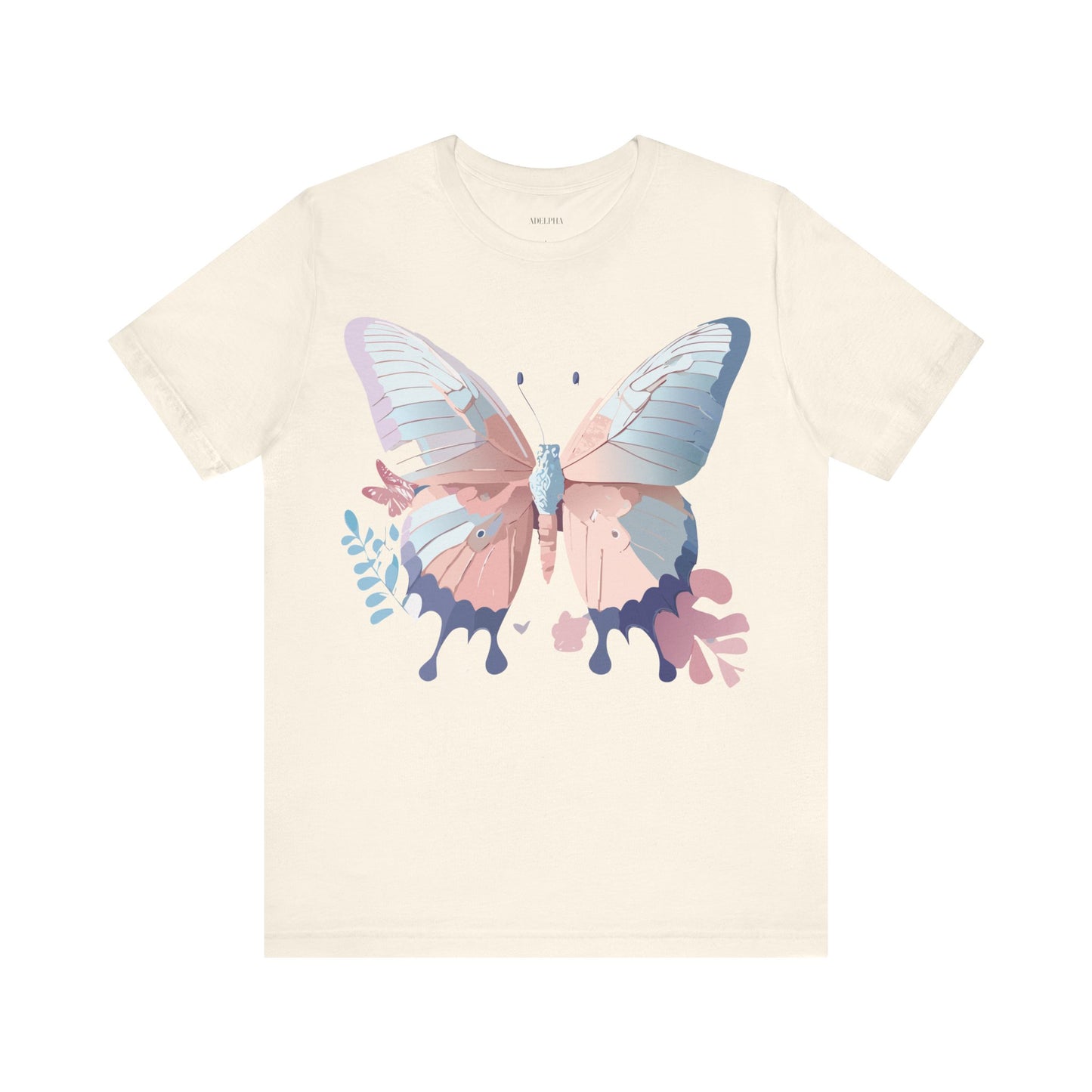 Natural Cotton Tee Shirt with Butterfly