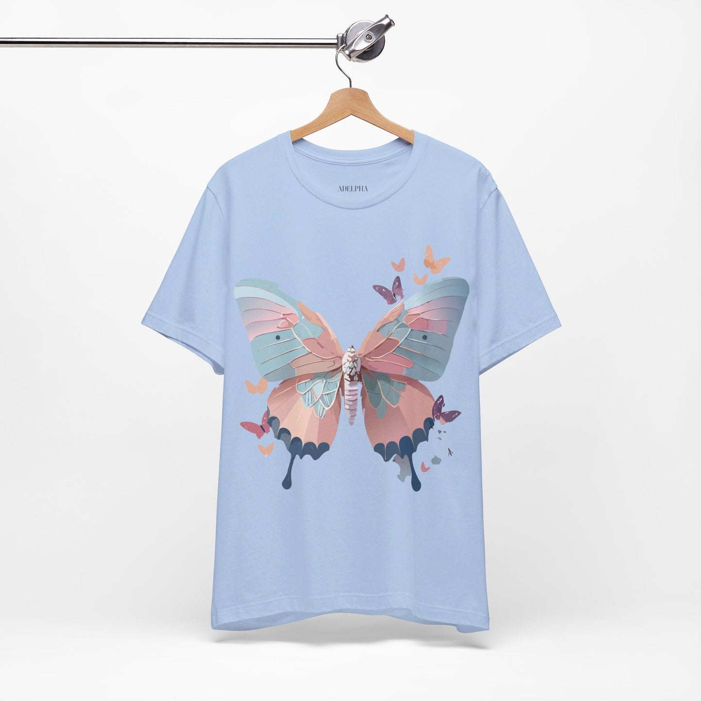 Natural Cotton Tee Shirt with Butterfly