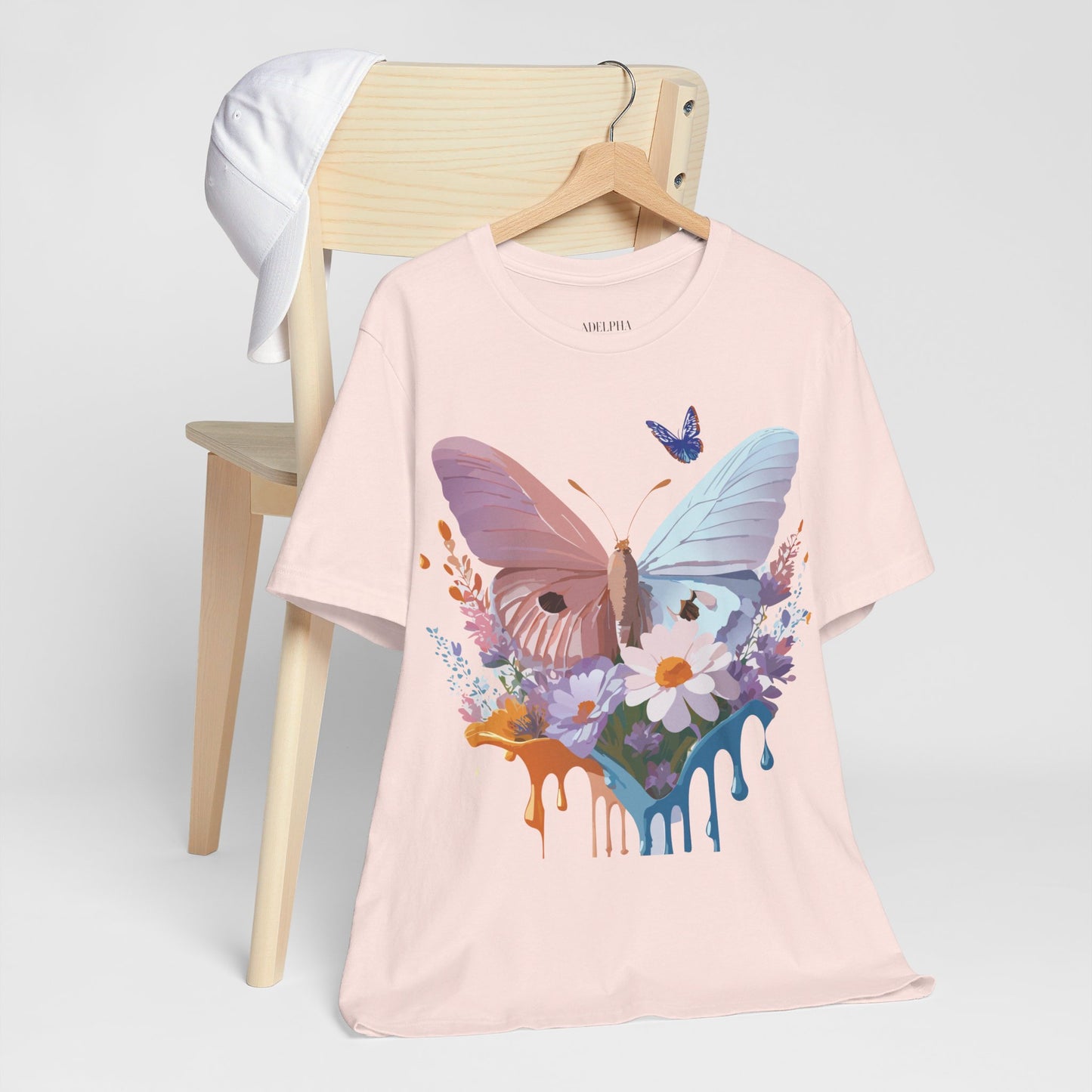 Natural Cotton Tee Shirt with Butterfly