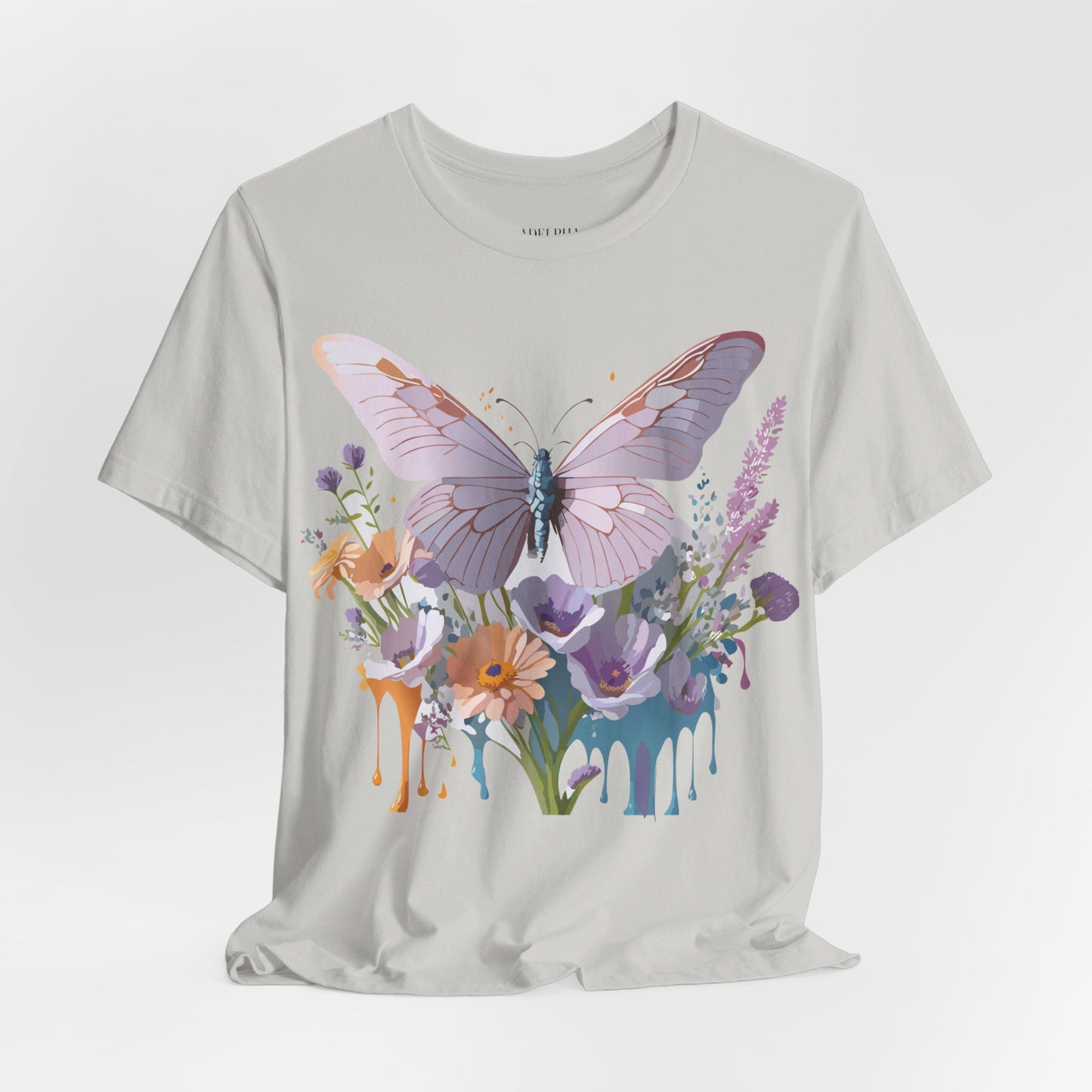 Natural Cotton Tee Shirt with Butterfly