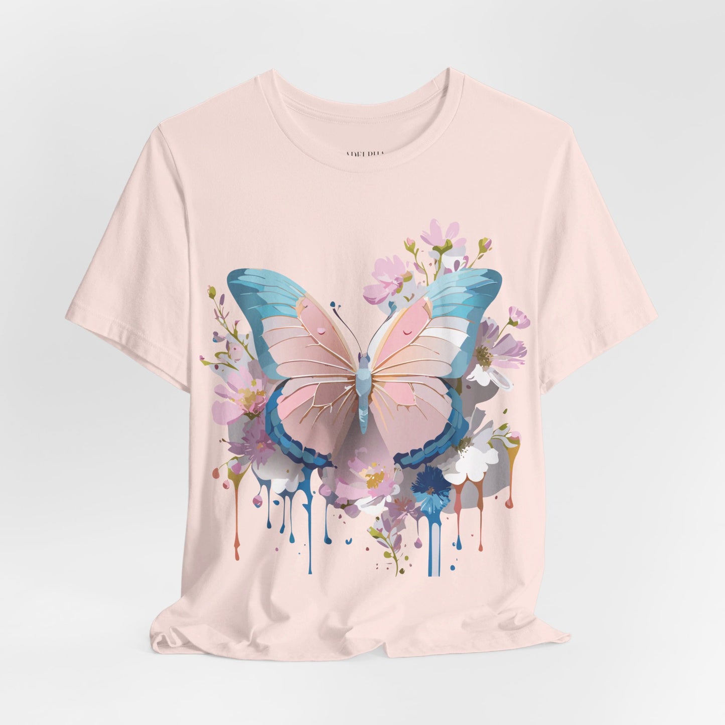 Natural Cotton Tee Shirt with Butterfly