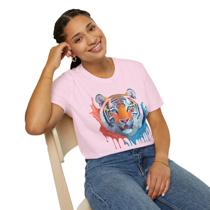 Unisex Tiger Tee Gildan Softstyle Animal Print Shirt Ring Spun Cotton