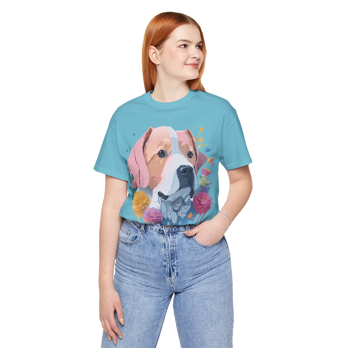 Natural Cotton Tee Shirt with Dog