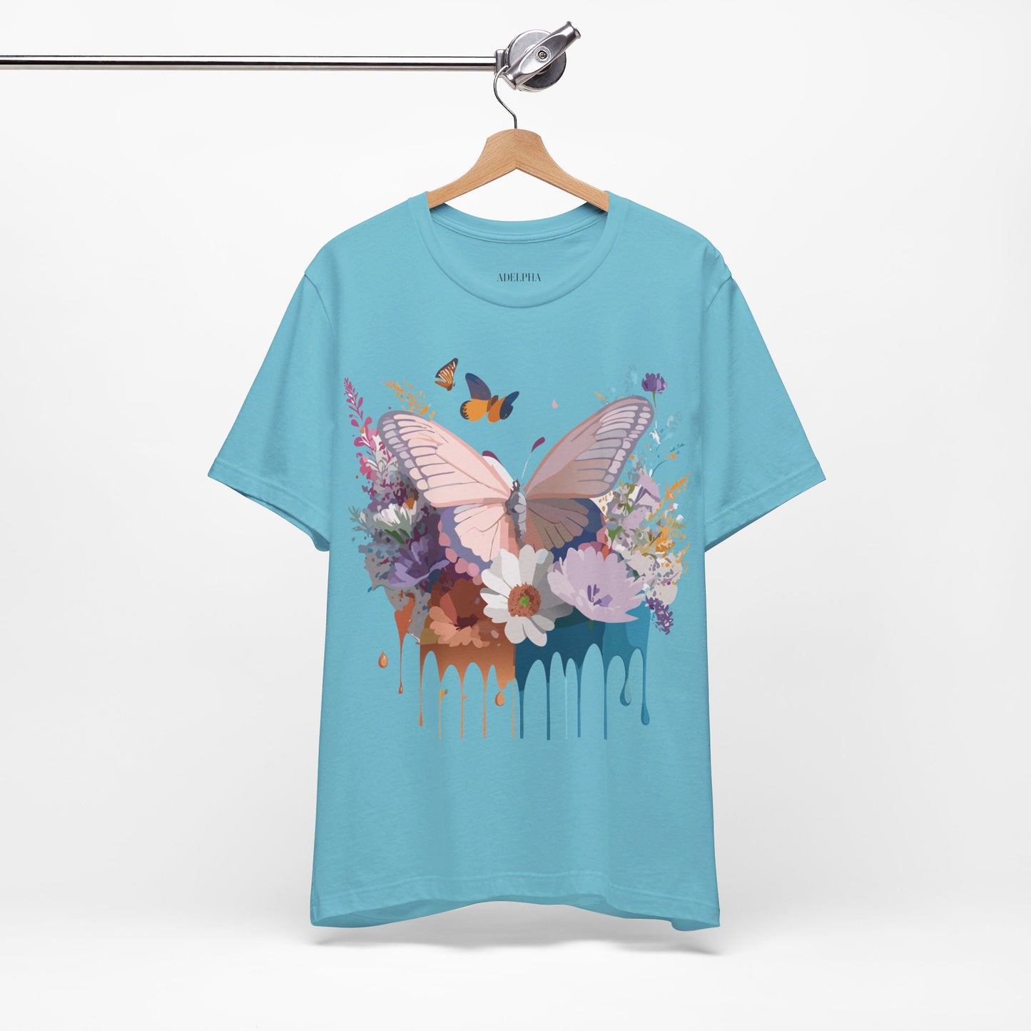 Natural Cotton Tee Shirt with Butterfly