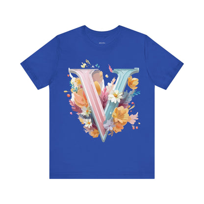 Natural Cotton Tee Shirt - Letters Collection - V Printify