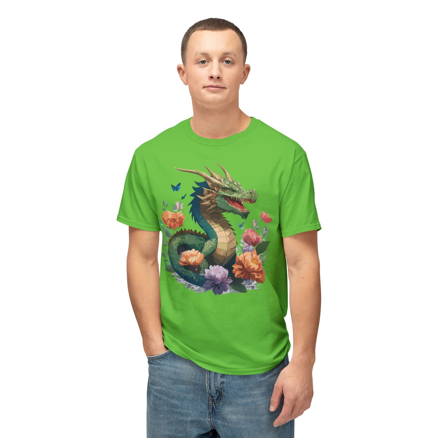 Dragon T-Shirt, Vintage Dragon Tee, Floral Tees, Dragon Art Design Shirt, Tee Shirt with Dragon 6
