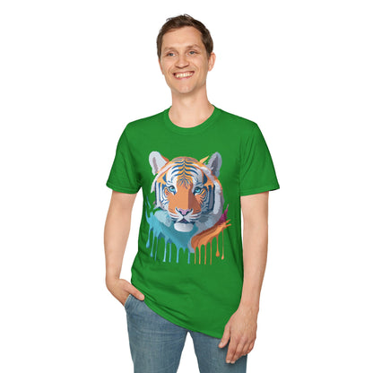 Tiger Print Shirt Unisex Softstyle Tee 100 Percent Ring Spun Cotton