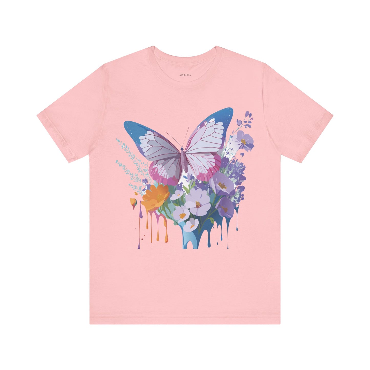 Natural Cotton Tee Shirt with Butterfly