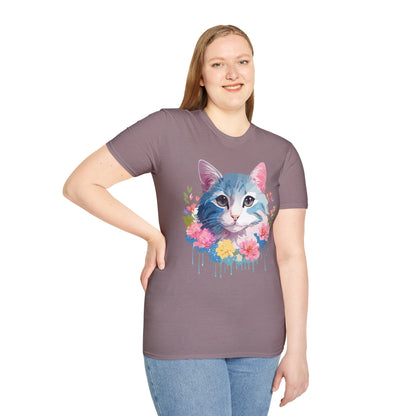 Cat Shirt Unisex Cat Tee Kitten Print Gildan Softstyle 64000