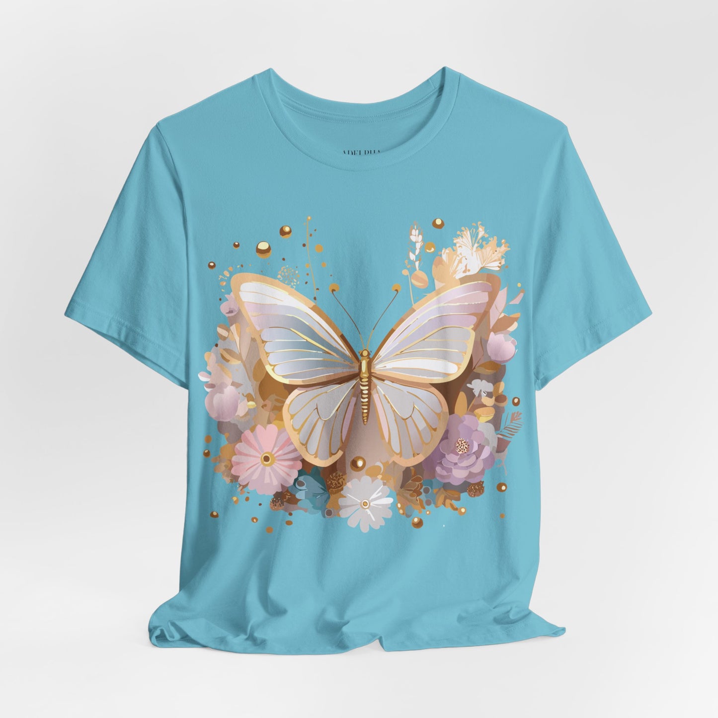 Natural Cotton Tee Shirt with Butterfly