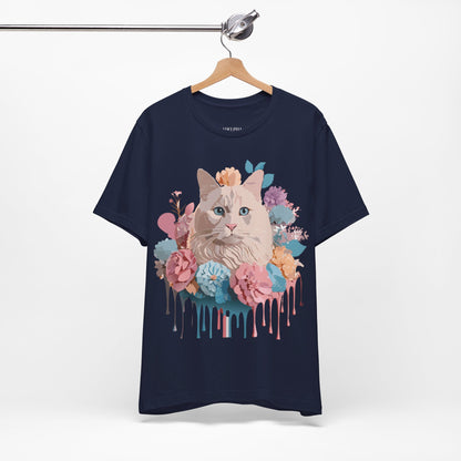 Natural Cotton Tee Shirt with Cat Printify