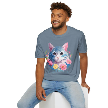 Cat Shirt Unisex Cat Tee Kitten Print Gildan Softstyle 64000