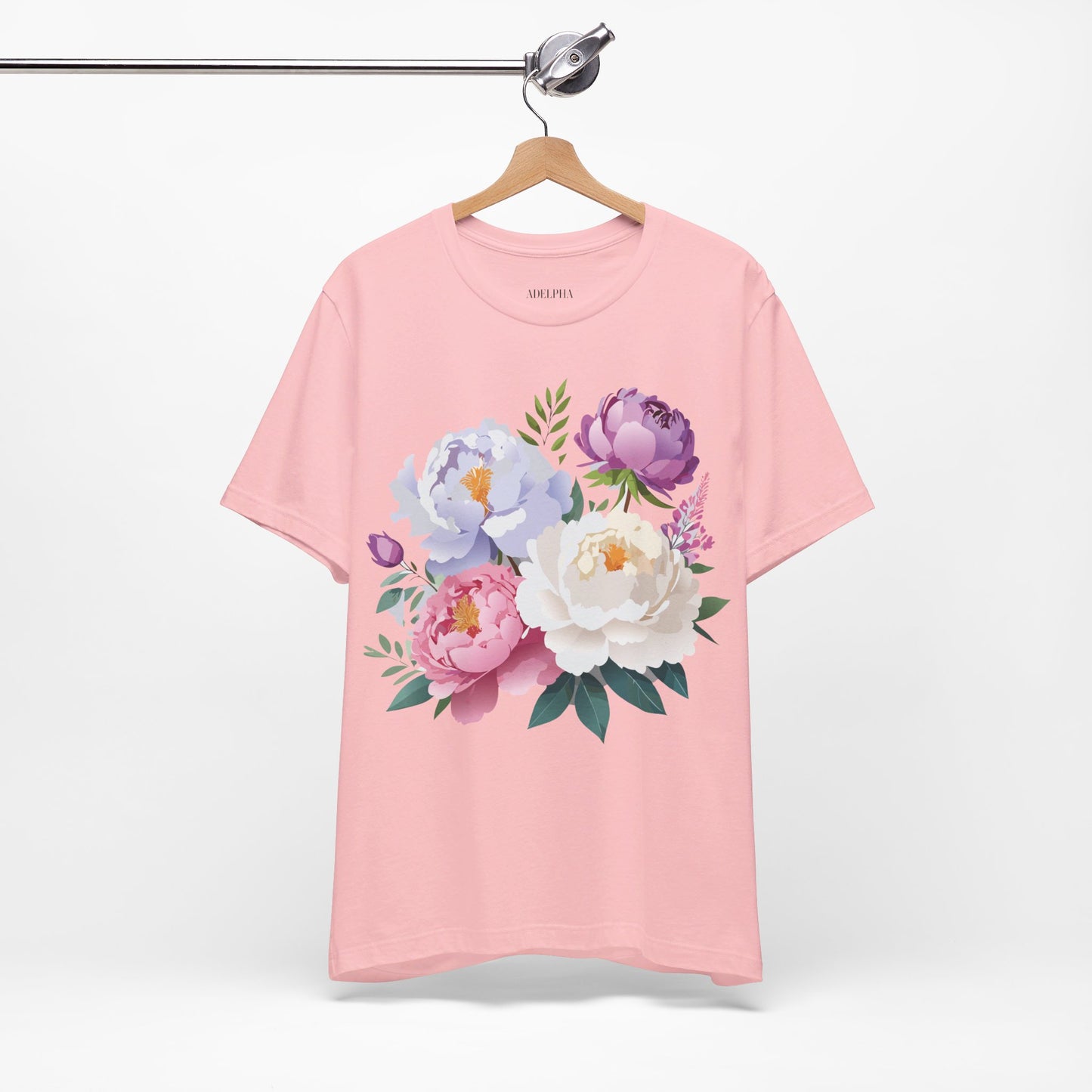 T-shirt en coton naturel avec fleurs