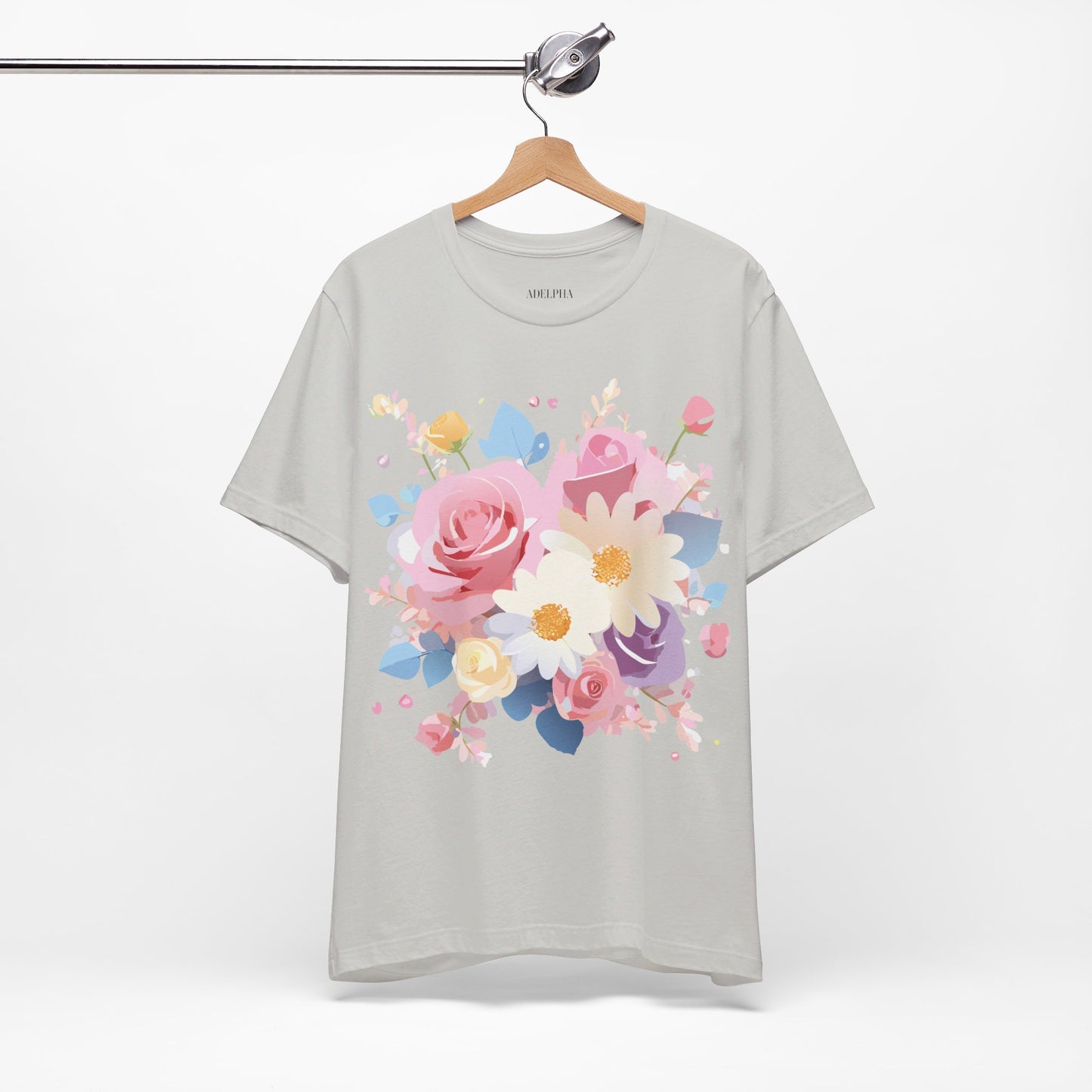 T-shirt en coton naturel avec fleurs