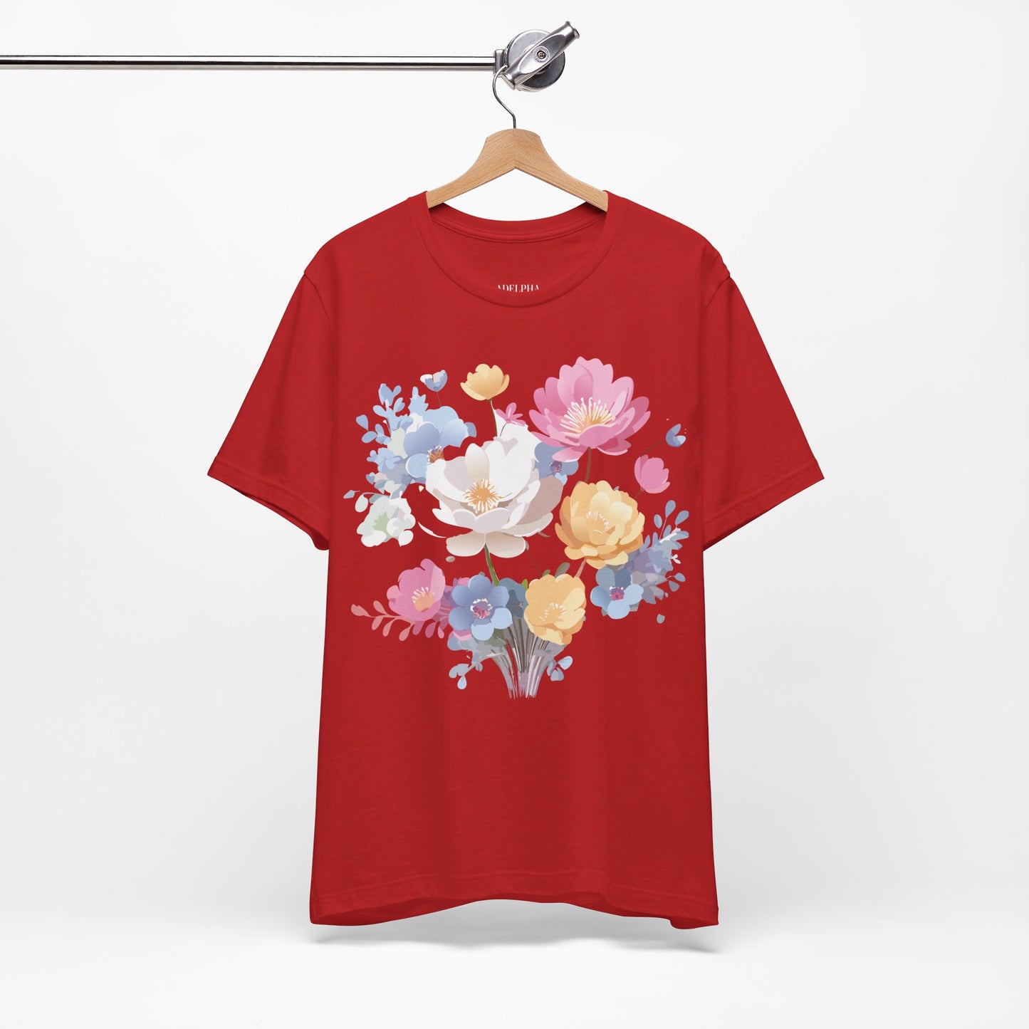 Natural Cotton Tee Shirt with Flowers