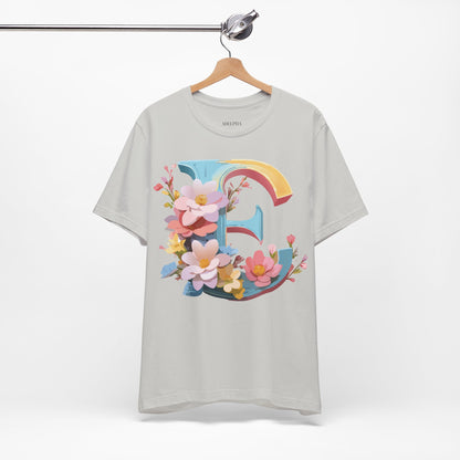 Natural Cotton Tee Shirt - Letters Collection - E Printify
