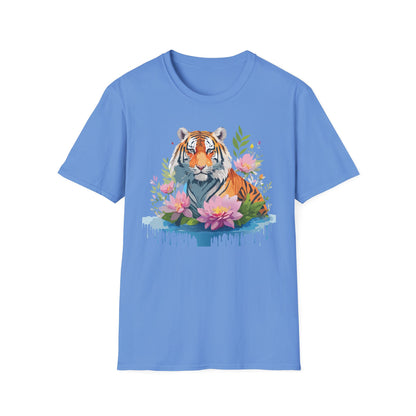 Tiger Print Unisex T Shirt Gildan Softstyle 64000 Animal Tee