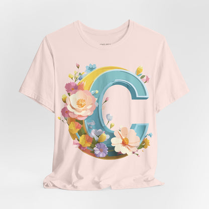 Natural Cotton Tee Shirt - Letters Collection - C Printify