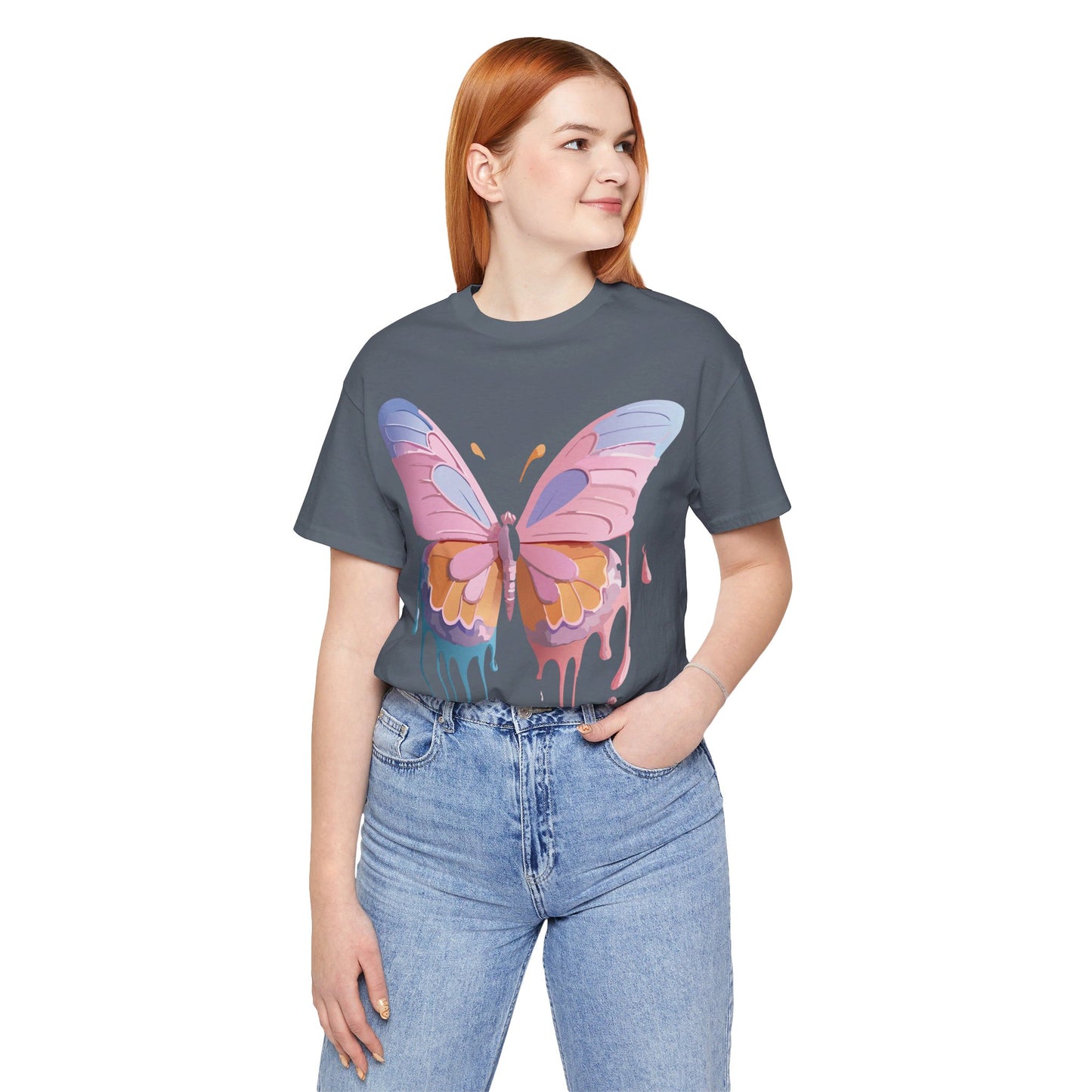 T-Shirt aus natürlicher Baumwolle mit Schmetterling