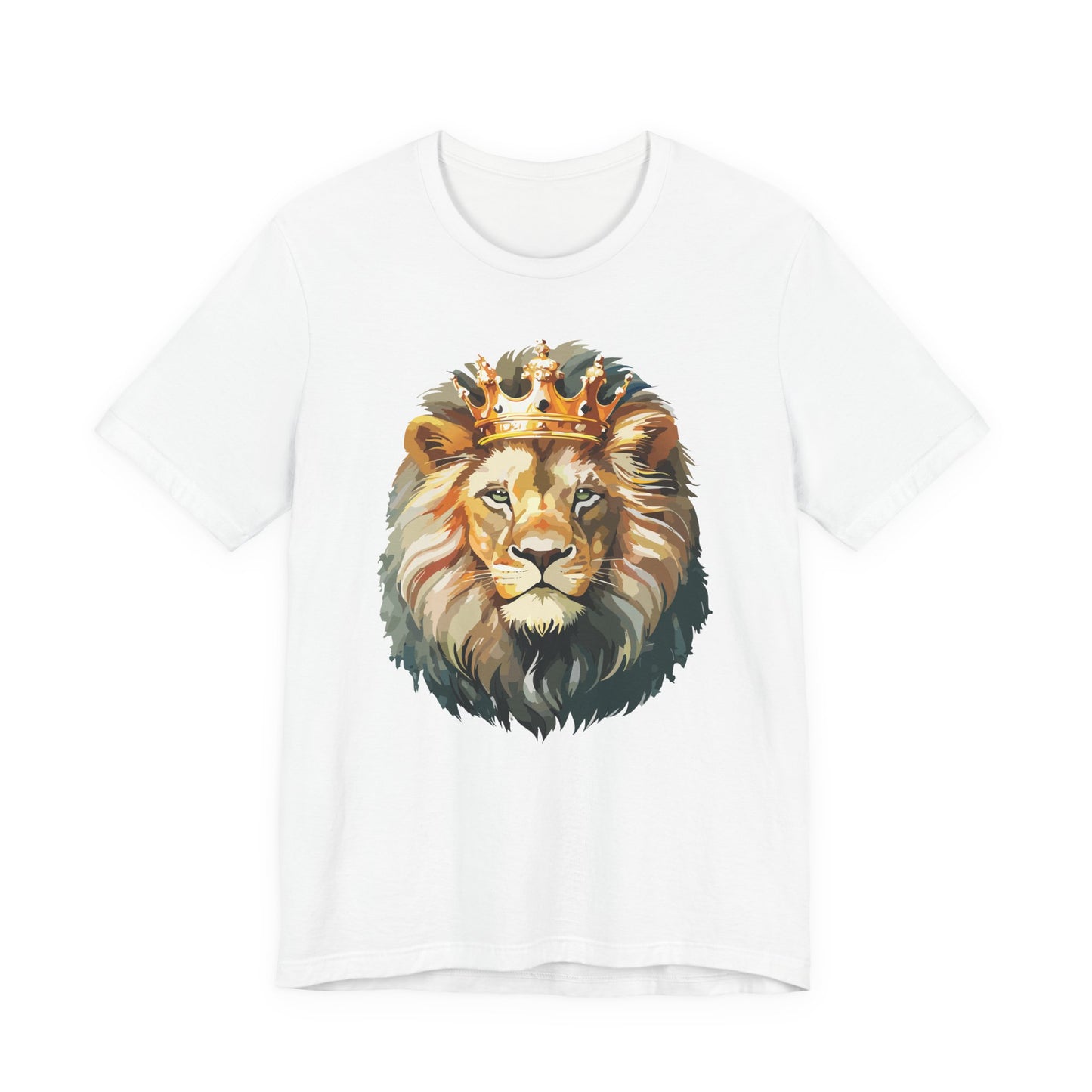 Lion with Crown Tee Unisex Cotton T-Shirt Regal King Lion Illustration, Wildlife Graphic Shirt - 1