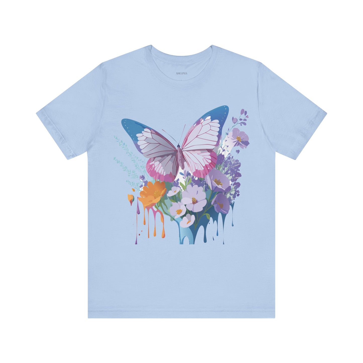 Natural Cotton Tee Shirt with Butterfly