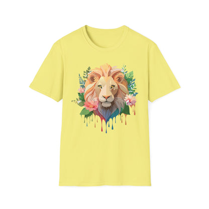 Gildan Unisex Lion Shirt Floral Lion Tee Animal Print Softstyle Tee